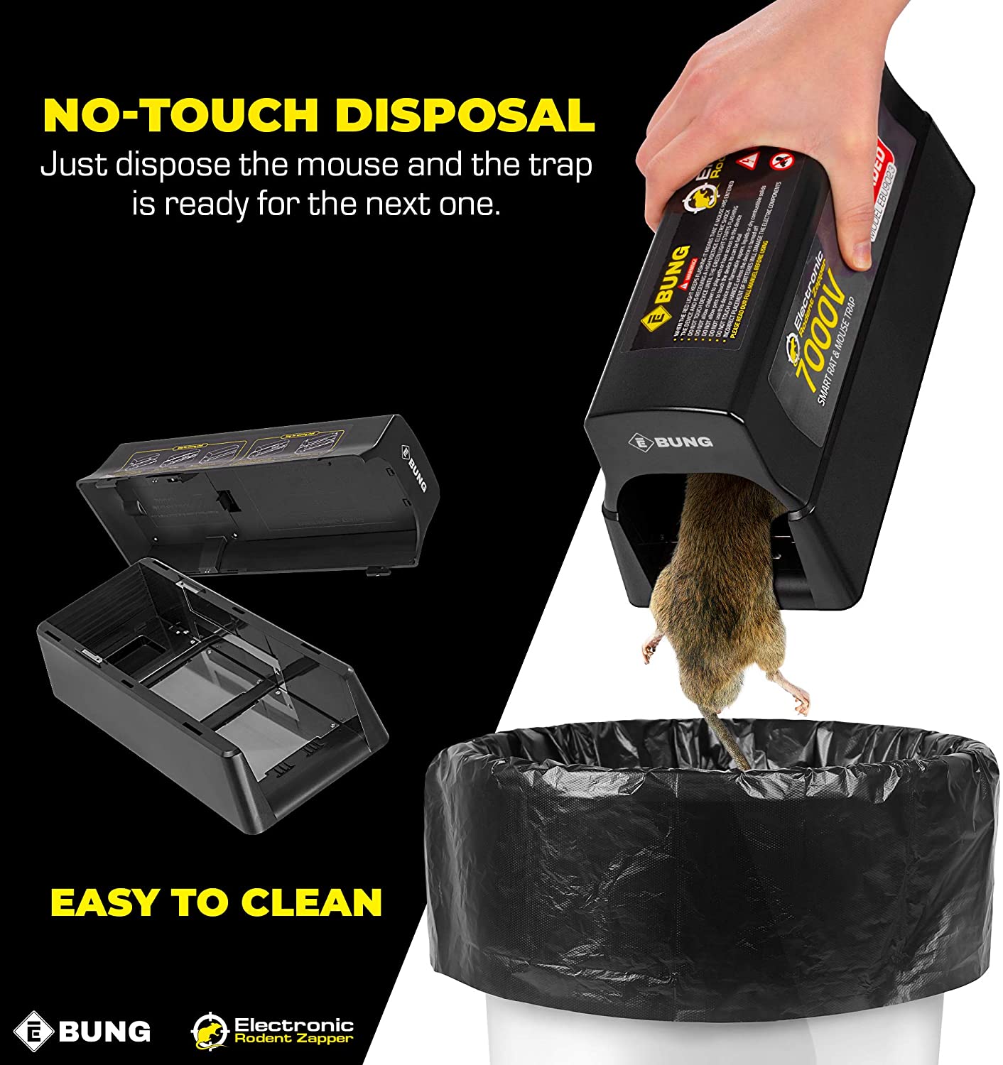 Ebung Electric Mouse Trap and Rat, Rodent, Chipmunk Zapper That Work— Instant and Humane Rodent Mice Killer – Powerful 7000 V Electrical Beam – Mess-Free Operation – Works Safe and Durable